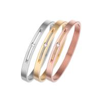 Titanium Steel Bangle, Donut, Vacuum Ion Plating, fashion jewelry & polished & for woman & with cubic zirconia Inner Approx 58mm [