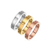 Titanium Steel Finger Ring, Donut, Vacuum Ion Plating, fashion jewelry & polished & for woman & with cubic zirconia [