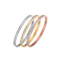 Titanium Steel Bangle, Vacuum Ion Plating, fashion jewelry & polished & micro pave cubic zirconia & for woman 55*4mm [