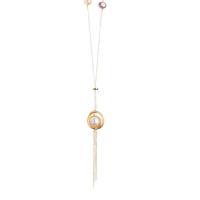 Пресноводные перлы ожерелье цепи свитера, Латунь, с Пресноводные жемчуги, с 8.5cm наполнитель цепи, плакирован золотом, ювелирные изделия моды & Женский, два разных цвета, длина:83 см, продается PC