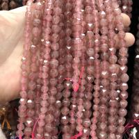 Dyed Quartz Beads, Strawberry Quartz, polished, DIY & faceted, pink Approx 38 cm [