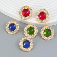 Zinc alliage strass Stud Earring, alliage de zinc, avec strass acrylique & résine, bijoux de mode & pour femme, plus de couleurs à choisir Vendu par paire[