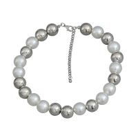 Collier de perles en plastique, alliage de zinc, avec plastique revêtu de cuivre & perle de plastique, avec 3.18inch chaînes de rallonge, bijoux de mode & pour femme Environ 14.88 pouce, Vendu par PC[