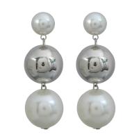 Boucle d'oreille en alliage de zinc en plastique perle, avec perle de plastique, bijoux de mode & pour femme Vendu par paire[