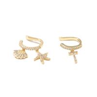 Cubic Zirconia Micro Pave Brass Earring & micro pave cubic zirconia & for woman, golden [