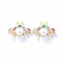Befestiger Zirkonia Messing Ohrring, mit Kunststoff Perlen, verschiedene Stile für Wahl & Micro pave Zirkonia & für Frau, verkauft von Paar[