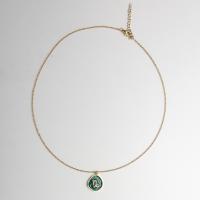 Stainless Steel Jewelry Necklace, 304 Stainless Steel, with Malachite, polished & for woman & with rhinestone, 20mm Approx 17.72 Inch [