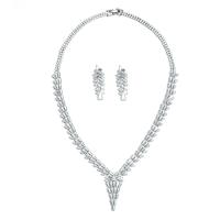 Cubic Zirconia Zinc Alloy Jewelry Sets, earring & necklace, platinum color plated, micro pave cubic zirconia & for woman, 3.5cm cm 