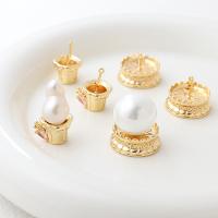 Brass Earring Stud Component, plated, DIY [