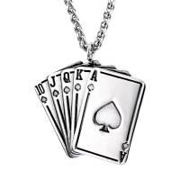 EL Colgante De Acero Inoxidable, Poker, pulido, Bricolaje, color original, 35x41.3mm, Vendido por UD[