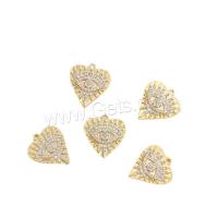 Cubic Zirconia Micro Pave Brass Pendant, with Cubic Zirconia, Heart, real gold plated, DIY, golden 