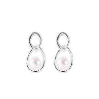 South Sea Shell Drop Earrings, 925 Sterling Silver, with Shell Pearl, Geometrical Pattern, silver color plated, fashion jewelry & for woman & hollow 4mm 