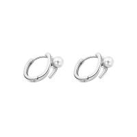 Sterling Silver Drop Earring, 925 Sterling Silver, with Shell Pearl, platinum plated & for woman [