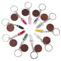 bijoux de porte-clés en Alliage de zinc, Cristal naturel, avec bois & alliage de zinc, unisexe, plus de couleurs à choisir Environ 9.5 cm, Vendu par PC[