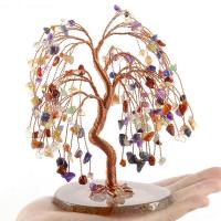 Rich Tree Decoration, Quartz, with brass wire, for home and office 18-21cm,9cm 