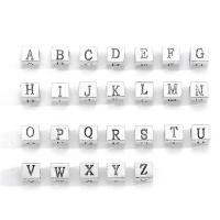 Zinklegierung Buchstaben Anhänger, Quadrat, plattiert, DIY, keine, 6x6x7mm, Bohrung:ca. 4mm, verkauft von setzen[