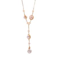 Freshwater Pearl Brass Necklace, with Freshwater Pearl, with 4.5cm extender chain, gold color plated, fashion jewelry & for woman, two different colored cm [