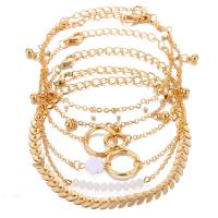 Zinc Alloy Resin Bracelets, with Resin, with 5cm extender chain, gold color plated, 6 pieces & fashion jewelry & for woman, two different colored cm [