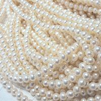 Naturel d'eau douce perles, perle d'eau douce cultivée, Légèrement rond, DIY, blanc, 4-5mm cm, Vendu par brin[