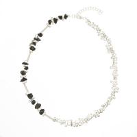 Gemstone Necklaces, Brass, with Natural Stone, with 5cm extender chain, silver color plated, fashion jewelry & for woman 