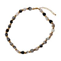 Gemstone Necklaces, Natural Stone, with Brass, with 5cm extender chain, gold color plated, fashion jewelry & for woman Approx 39 cm 