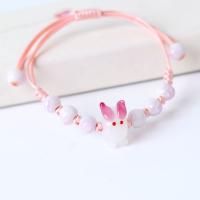 Glass Jewelry Beads Bracelets, with Wax Cord, handmade, Length Adjustable & fashion jewelry & for woman, pink Approx 13-23 cm [