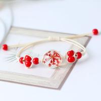 Glass Jewelry Beads Bracelets, Glass Beads, with Wax Cord, handmade, Length Adjustable & fashion jewelry & for woman Approx 13-23 cm [