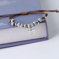 Porcelain Bracelets, with Wax Cord, Butterfly, handmade, Length Adjustable & fashion jewelry & for woman Approx 13-23 cm [