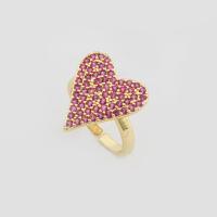 Zircon pavent l'anneau en laiton de doigt, coeur, couleur de haute qualité d'or plaqué, bijoux de mode & pavé de micro zircon & pour femme, plus de couleurs à choisir Vendu par PC[