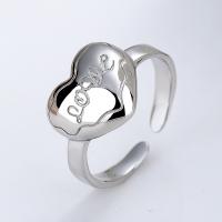 Sterling Silver Finger Ring, 925 Sterling Silver, Heart, plated, fashion jewelry & for woman 11mm [