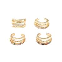 Brass Earring Cuff & micro pave cubic zirconia & for woman, golden 