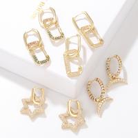 Cubic Zirconia Micro Pave Brass Earring & micro pave cubic zirconia & for woman [