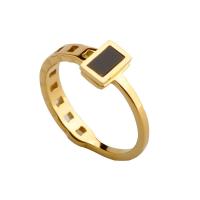 Titanium Steel Finger Ring, with Acrylic, plated, fashion jewelry & for woman, golden [