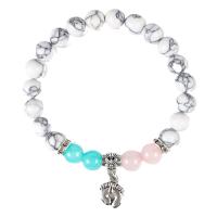 Gemstone Bracelets, Howlite, with Quartz & Zinc Alloy, Foot, fashion jewelry & for woman Approx 19 cm [