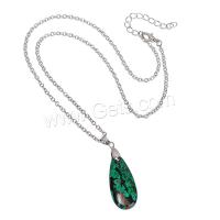 Gemstone Necklaces, Impression Jasper, with Zinc Alloy, with 7cm extender chain, Teardrop, fashion jewelry & for woman cm 