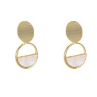 White Shell Earrings, Brass, with Shell, gold color plated, fashion jewelry & for woman 
