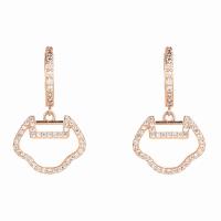 Cubic Zirconia Micro Pave Brass Earring, with Shell, gold color plated, fashion jewelry & micro pave cubic zirconia & for woman [