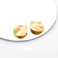 Brass Jewelry Pendants, Round, real gold plated, DIY Approx 2mm [