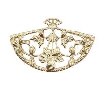 Brass Jewelry Pendants, Fan, KC gold color plated, DIY [