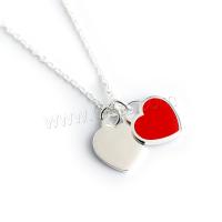 925 Sterling Silver Necklace, Heart, epoxy gel, for woman, red 