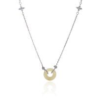 Sterling Silver Jewelry Necklace, 925 Sterling Silver, with Hetian Jade, with 2inch extender chain, platinum plated, oval chain & for woman, 12mm Approx 15.7 Inch [