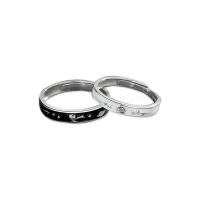 Sterling Silver Finger Ring, 925 Sterling Silver, plated, adjustable & epoxy gel & for couple [