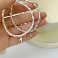 925 Sterling Silver Bangle, Leaf, silver color plated & for woman Inner Approx 51.5mm 