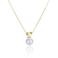 Sterling Silver Jewelry Necklace, 925 Sterling Silver, with Shell Pearl, with 1.2inch extender chain, plated, oval chain & for woman 14.4mm Approx 15.7 Inch [