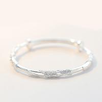 925 Sterling Silver Bangle, silver color plated, fashion jewelry & with flower pattern & for woman, 5.2mm, Inner Approx 55.5mm 
