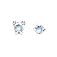 Sterling Silver Stud Earring, 925 Sterling Silver, with Moonstone, Bear, platinum plated, fashion jewelry & for woman  [