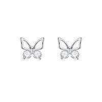 Cubic Zirconia Micro Pave Sterling Silver Earring, 925 Sterling Silver, Butterfly, platinum plated, micro pave cubic zirconia & for woman [