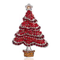 Broche de bijoux de Noël, alliage de zinc, arbre de noël, Conception de Noël & unisexe & styles différents pour le choix & avec strass, plus de couleurs à choisir, Vendu par PC