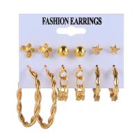 Zinc Alloy Stud Earring, gold color plated, 6 pieces & fashion jewelry & for woman, golden [