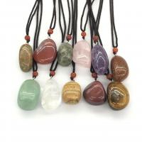 Gemstone Necklaces, Natural Stone, with Knot Cord, Nuggets, polished, fashion jewelry & Unisex 10-30mm Approx 38 cm 